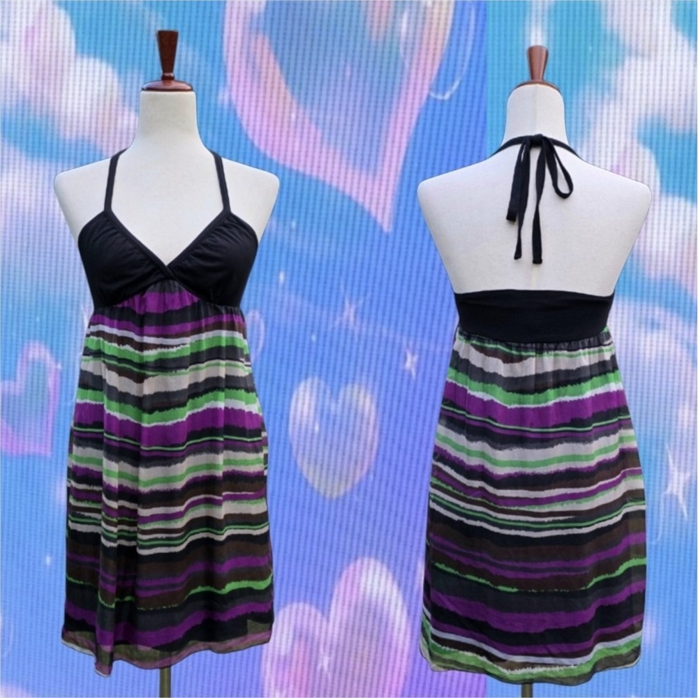 Y2K Halter Top Size S SILK Purple V-Neck Fairy Euro Grunge Whimsigoth Y2K Club